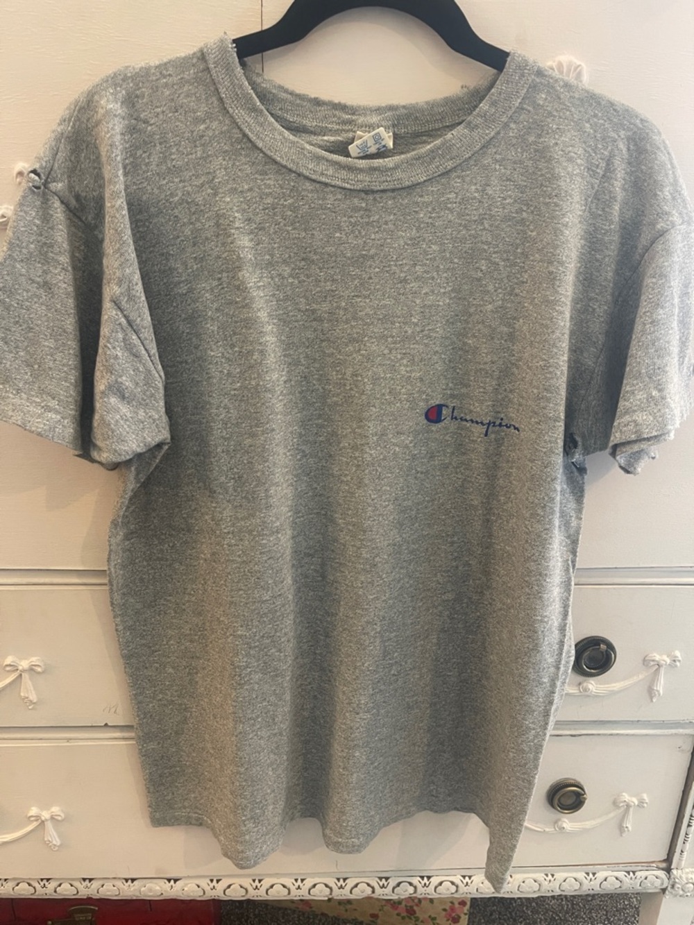 Champion Heather Gray Short-Sleeve Tee with Small Script Logo